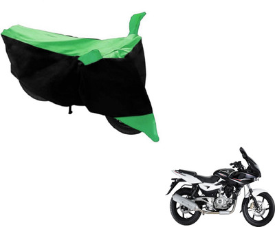 MOCKHE Two Wheeler Cover for Bajaj(Pulsar 220 DTS-i, Black, Green)