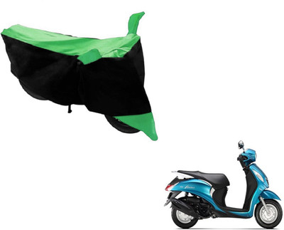 MOCKHE Two Wheeler Cover for Yamaha(Fascino, Black, Green)