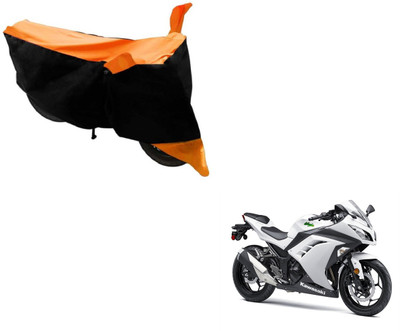 Amanzo Two Wheeler Cover for Kawasaki(Ninja 300, Black, Orange)