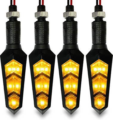 Autofledge Set of 4 Bike Front, Side, Rear SMD Flip LED Light Set of 4 Indicator Turn Signal Light for Bike Brake Light Motorbike LED (12 V, 10 W)(3 Series, 4 Series, 5 Series, 6 Series, Pack of 4)