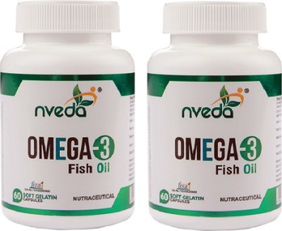 Nveda Fish Oil (1000 Mg Omega 3 with 180 Mg EPA & 120 Mg DHA)-Pack of 2(2 x 60 No)