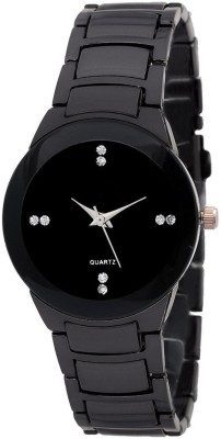 IIK Collection Black Studded Dial with Black Metallic Bracelet Strap Analog Watch  - For Women