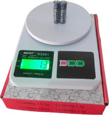 Skeisy ks-001 10kg*1gm kitchen scale with high qualitty white & black Weighing Scale(White)