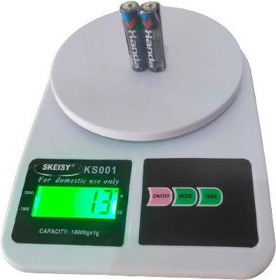 Skeisy kitchen scale weight capacity up to 10kg with accuracy 1gm Weighing Scale(White)