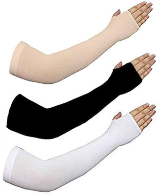 Neyskawa Nylon Arm Sleeve For Men & Women(Free, Beige, Black, White)
