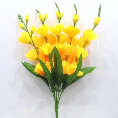 OM COLLECTIONS Gladiolus artificial flower Yellow, Green Gladiolus Artificial Flower(24.5 inch, Pack of 1, Flower Bunch)