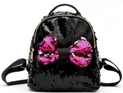 CRAFTIFY Small 15 L Backpack Womens Girls Sequins Mini Small Backpack Bag for Girls Women 10 L Laptop Backpack(Black)