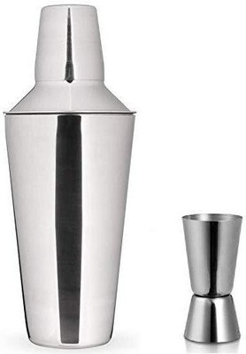 Protos India.Net Cocktail Shaker & Peg Measure Stainless Steel Cocktail Shaker (500ml) and Double Side Peg Measure (30-60 ml) Combo Set 2 - Piece Bar Set(Steel)