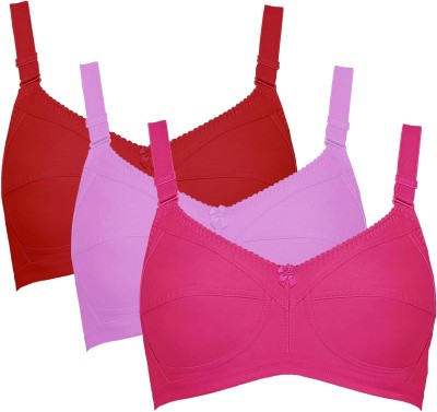 Oodles Classic Solid Women Full Coverage Non Padded Bra(Red, Purple, Pink)