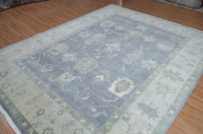 Carpetcarts Blue, Grey Wool Carpet(9 ft,  X 12 ft, Rectangle)