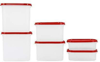 Cutting EDGE Plastic Utility Container  - 0.5 L, 1.2 L, 1.8 L(Pack of 6, Red, Clear)