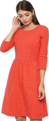 VAN HEUSEN Women A-line Orange Above Knee/Mid Thigh Length Dress