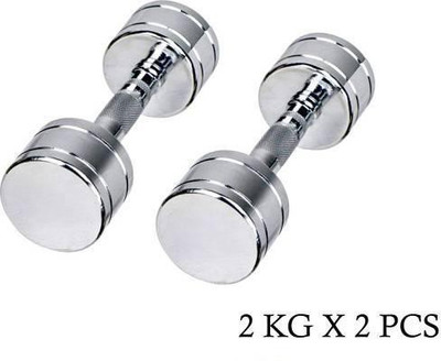 Dinetic Hi-Quality Steel Chrome 2Kg (Pair) Fixed Weight Dumbbell (4kg) Fixed Weight Dumbbell(4 kg)