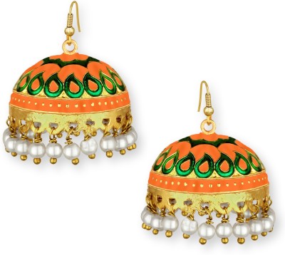 SPARGZ Fashionable Enamel Gold Plated Jhumki Alloy Jhumki Earring