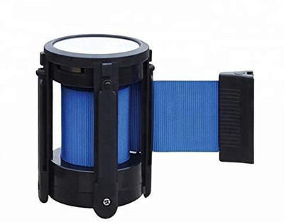 DARIT Queue Barrier Belt, Wall Mounted Safety/Security Barrier Belt,Security Retractable Barrier for Stanchion Queue with 2 Meter belt (BLUE PACK OF 1) Emergency Sign(Reflective Sign)
