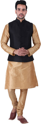 HUZUR Men Kurta Churidar Ethnic Jacket Set