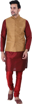 HUZUR Men Kurta Pyjama Ethnic Jacket Set