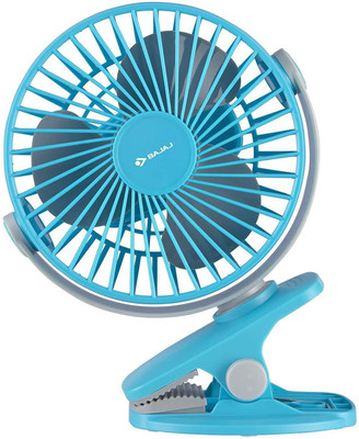 BAJAJ PYGMY MINI 110 MM 10 W HIGH SPEED OPERATION, USB CHARGING, MULTI-CLIP FUNCTION PERSONAL FAN BLUE 110 mm 3 Blade Table Fan