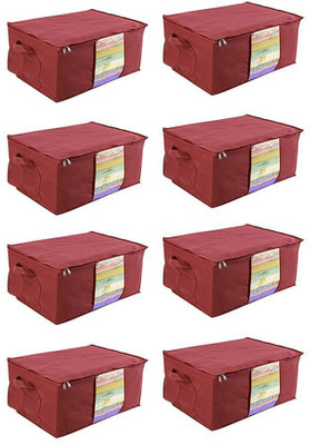 SH NASIMA MANUFACTURER UB-M-8 blanket storage bag for wardrobe organizers| Underbed storage bag/storage organizer blanket cover with transparent window extra large (pack of 8) blanket cover (MAROON) UB-M-8(Maroon)