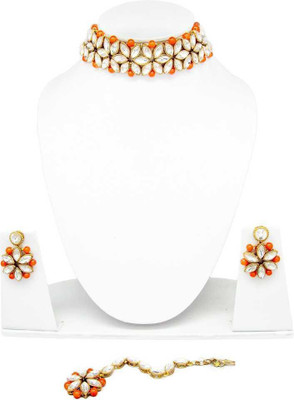 CATALYST Brass Gold-plated Orange Jewellery Set(Pack of 3)