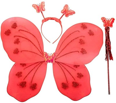 Culture Creation Fairy Butterfly Wings Costume for Girls Kids Angel for Party Set of 3 (Wings,Hairband,Stick) Kids Costume Wear