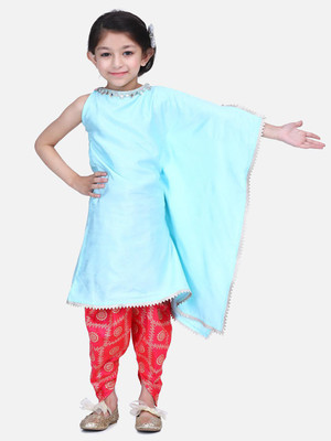 Lilpicks Girls Formal, Wedding, Festive & Party Kurta and Dhoti Pant Set(Light Blue Pack of 2)