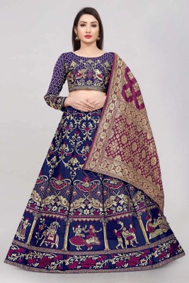 Divastri Self Design Semi Stitched Lehenga Choli(Blue)