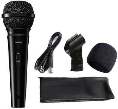 Divinext SV200 Dynamic Karaoke Vocal Microphone with Accessories Unidirectional Cardioid Spoken Word & Karaoke Performance Cardioid Dynamic Microphone Vocal Mic Wired Microphone(Black)