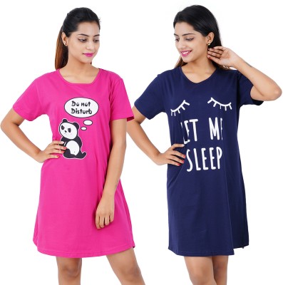 Buy That Trendz Women Nightshirts(Pink, Blue)