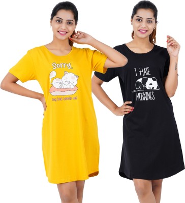 Buy That Trendz Women Nightshirts(Yellow, Black)