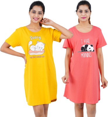 Buy That Trendz Women Nightshirts(Yellow, Orange)