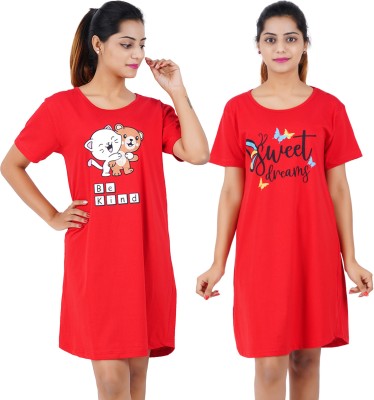 Buy That Trendz Women Nightshirts(Red, Red)