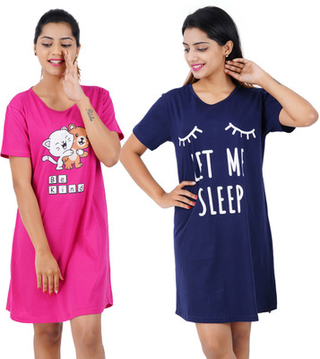Buy That Trendz Women Nightshirts(Pink, Blue)