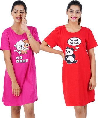 Buy That Trendz Women Nightshirts(Pink, Red)