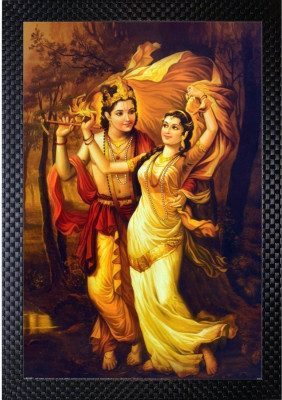 Darsh Craft Radha Krishna Digital Reprint 10 inch x 8 inch Painting(With Frame)