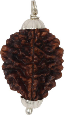 3SIX5 2 Mukhi Rudraksha Two Face Silver Coated Pendant With Lab Certificate Wood Pendant