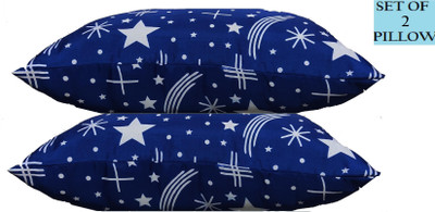 GKM Star Print Microfibre Polka Sleeping Pillow Pack of 2(Multicolor)