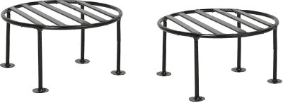 Dime Store flower pot stand plant stand round set of 2 Plant Container Set(Pack of 2, Metal)