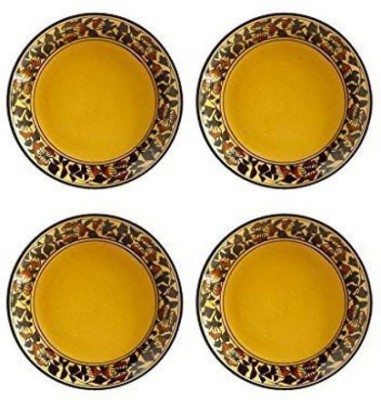 caffeine Ceramic Handmade Brown Sehra 7 inch Quarter Plate(Pack of 4, Microwave Safe)