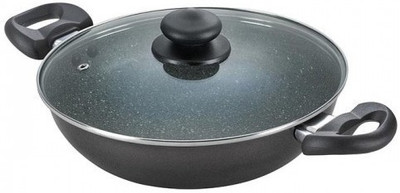 Prestige Omega Deluxe Granite Kadhai 24 cm diameter with Lid 2.3 L capacity(Aluminium, Non-stick, Induction Bottom)
