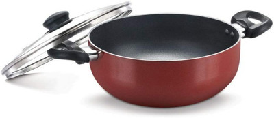 Prestige Omega Deluxe Kadhai 28 cm diameter with Lid 5 L capacity(Aluminium, Non-stick, Induction Bottom)