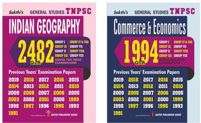 COMBO OFFER - TNPSC Exam In General Studies (English) For TWO Subjects (Indian Geography 2482 Q & A + Commerce & Economics 1994 Q & A ) Previous Year Exam Papers 1991 To 2019 / Latest Paperback – 1 January 2021(Paperback,  Editorial Board of Sakthi Publishing House (Author))