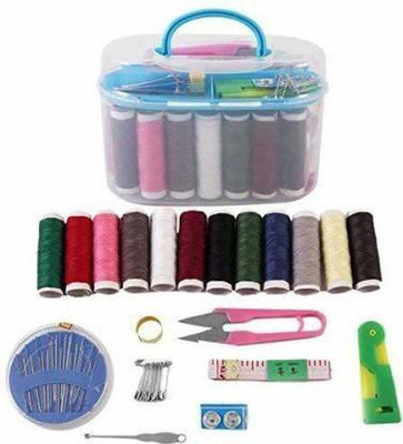 VVG TRADERS Double Layer Portable Travel Sewing Kits Box with Color Needle Threads Scissor pin Hand Work Sewing Box Sewing Kit Sewing Kit