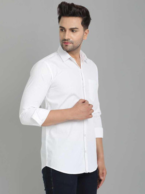 Saiha Men Solid Casual White Shirt