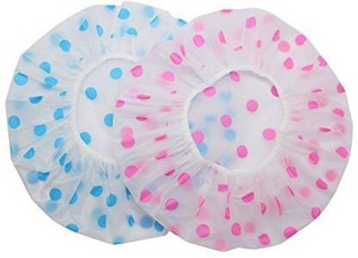 vitzie Men's & Women's Plastic Printed Shower Cap With Elastic Band Reusable Shower Cap Multi color(2 pic)