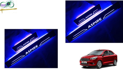 RAAS COLLECTION LED car door sill plates/illuminated scuff plates/led footsteps/led kicking plates with Black Base and Blue LED (Set of 4 pc) Door Sill Plate