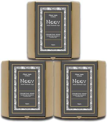 Neev Herbal Handmade Charcoal Soap (75gms) - Set of 3  (3 x 25 g)