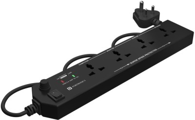 Portronics Power Plate 4 Multiplug Board with 4 Sockets, USB Port, 1.5m Cord, 1500 Watts 4  Socket Extension Boards(Black, 1.5 m, With USB Port)
