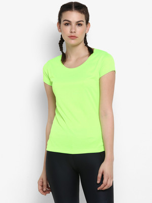 ScoldMe Solid Women Round Neck Green T-Shirt