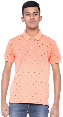 MADTEE Printed Men Polo Neck Orange T-Shirt